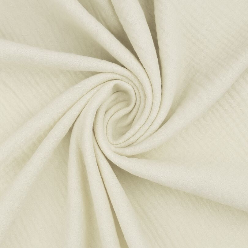 100% Cotton 126Gsm Double Gauze Crinkled Fabric Cream Twist