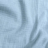 100% Cotton 126Gsm Double Gauze Crinkled Fabric Pale Blue