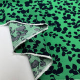 100% Bamboo Midnight Foliage Green Navy Floral Dress Fabric Fold