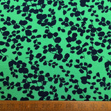 100% Bamboo Midnight Foliage Green Navy Floral Dress Fabric Ruler
