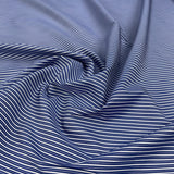 100% Cotton Shirting Awning Stripe Navy Blue White Woven Dress Fabric CU