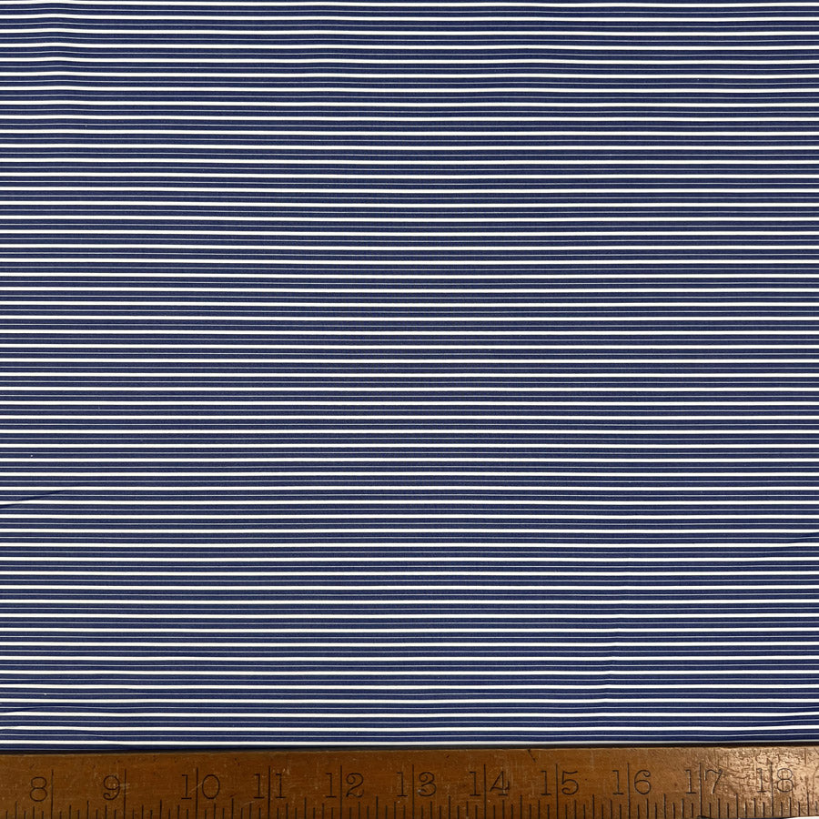 100% Cotton Shirting Awning Stripe Navy Blue White Woven Dress Fabric Ruler