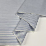 100% Cotton Shirting Pencil Stripe Blue White Fine Woven Fabric Fold