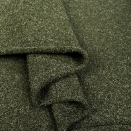 100% Merino Wool Khaki Green Warm Coating Fabric Fold