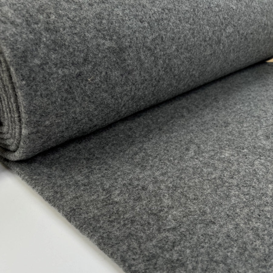 100% Merino Wool Mid Grey Warm Coating Fabric Bolt