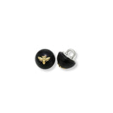 11mm Wide Bumble Bee Pearl Resin Buttons Black