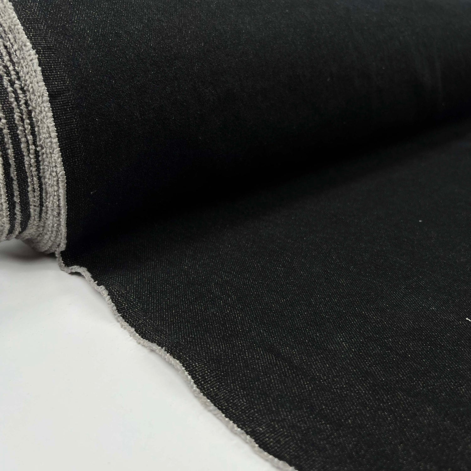 11oz Denim Oliver Cotton Black Plain Woven Jean Trouser Fabric Roll