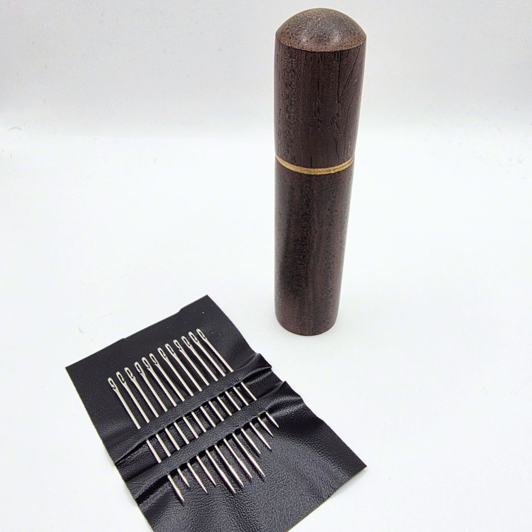 12 Self Threading Sewing Needles in Wood Case All