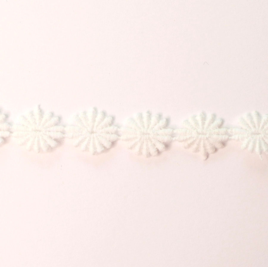 12mm Small Daisy White Cotton Trim Crafts Fabric S1