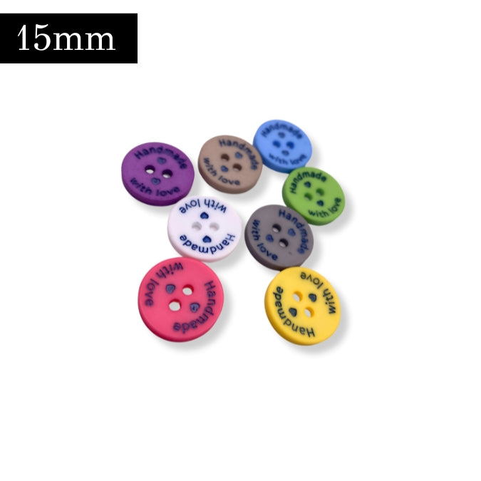 Pack Of 2 Handmade With Love Buttons 15Mm