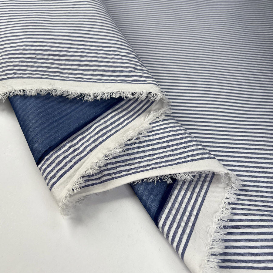 Storm system seersucker navy stripe