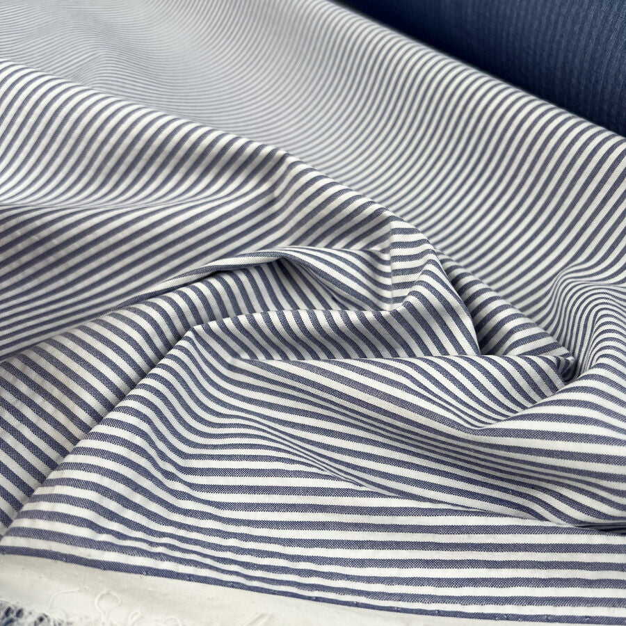 Storm system seersucker navy stripe