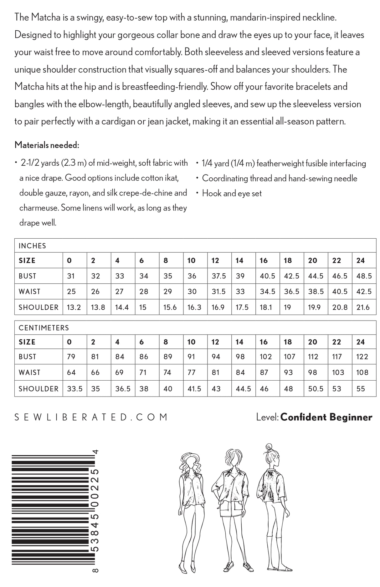 Sew liberated matcha top dress pattern 0-24