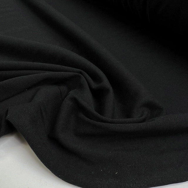 Remnant heavy rib cotton jersey black 1-5m
