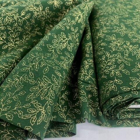 Christmas cotton holly green