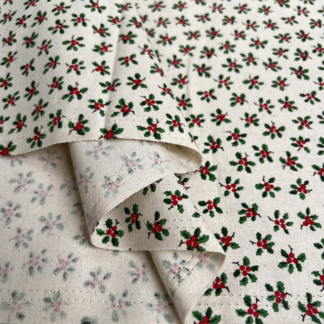 Christmas cotton holly natural medium