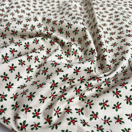 Christmas cotton holly natural medium