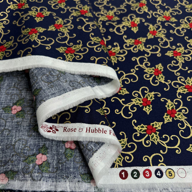Christmas cotton berries holly blue