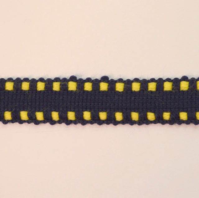15mm Polyester Navy Yellow Dash Braid S