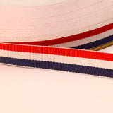15mm Red White Navy Striped Polyester Binding Cu