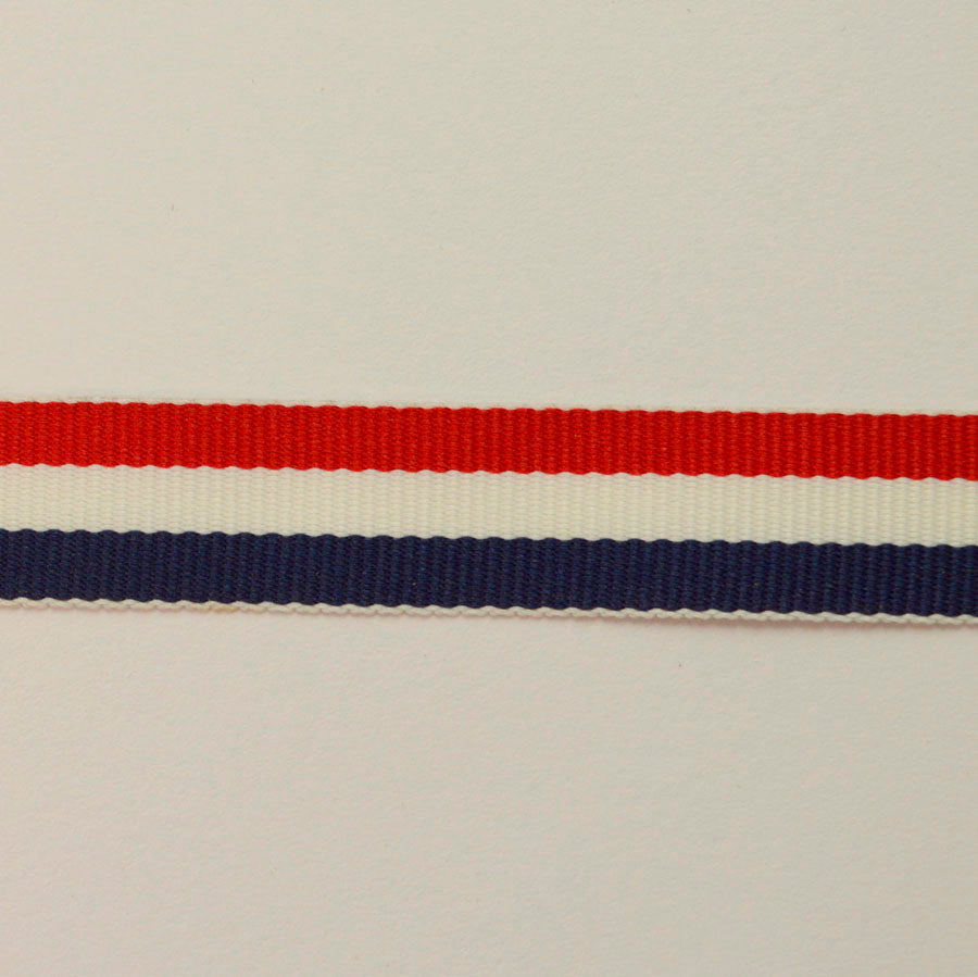 15mm Red White Navy Striped Polyester Binding S