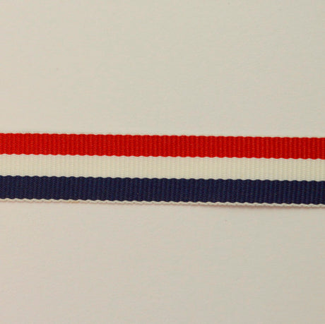 15mm Red White Navy Striped Polyester Binding S