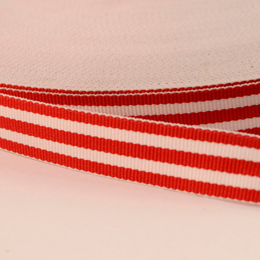 15mm Red White Striped Polyester Binding Cu