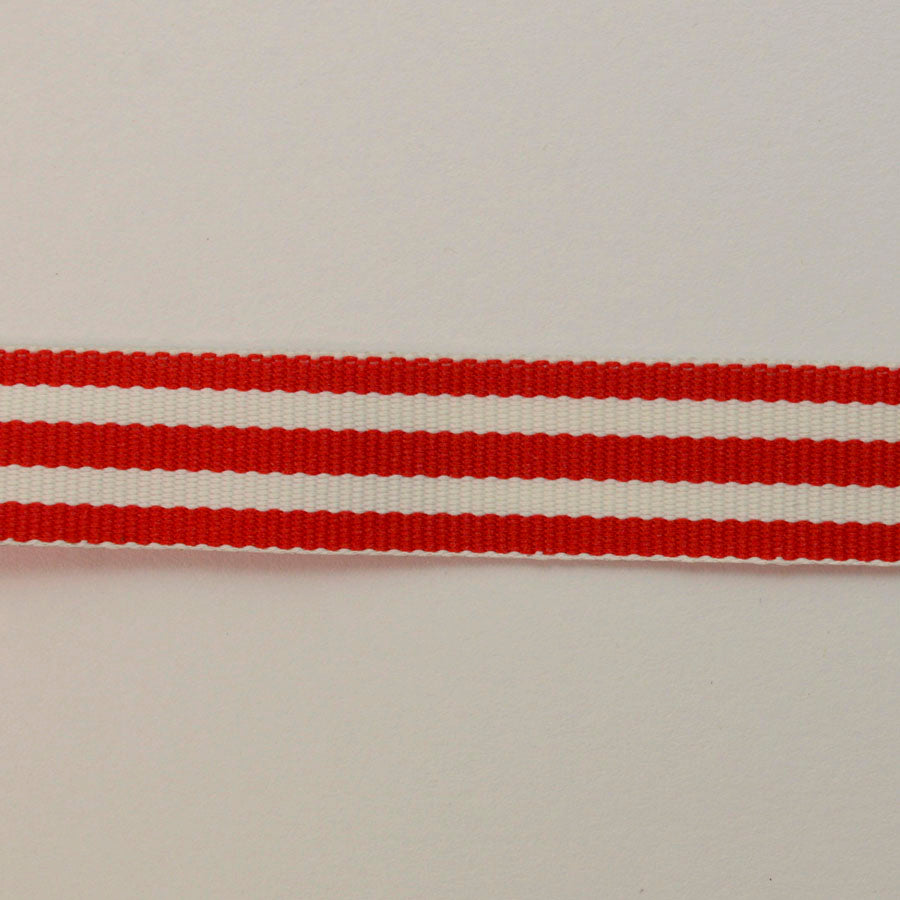 15mm Red White Striped Polyester Binding S