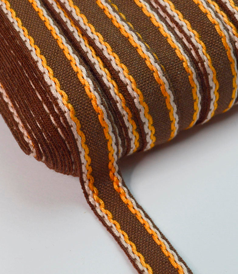 15mm Stitched Edge Braid Cotton Tape Brown Orange White Crafting Haberdashery Cud 3Ade5753 Bc6F 46B1 A039 6B5B9990D8E4