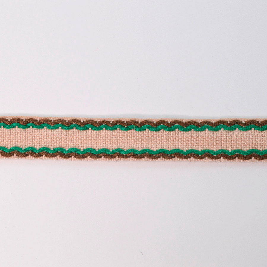 15mm Stitched Edge Braid Cotton Tape Cream Brown Green Craft Haberdashery S