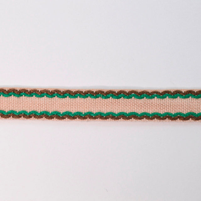 15mm Stitched Edge Braid Cotton Tape Cream Brown Green Craft Haberdashery S