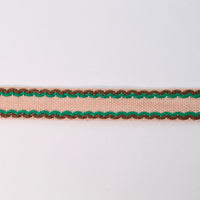 15mm Stitched Edge Braid Cotton Tape - Taupe, Brown & Green (50m)