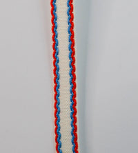 15mm Stitched Edge Braid Cotton Tape - White, Blue & Red