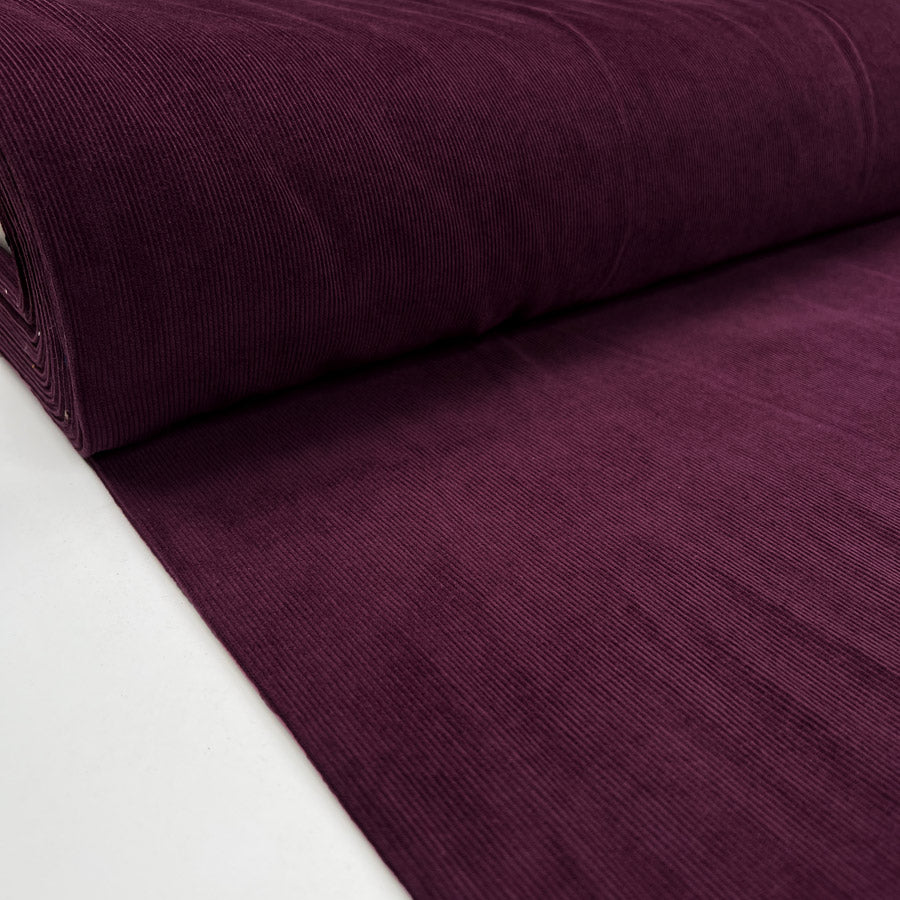 16 Wale Washed Corduroy Wine Mauve Needlecord Cotton Woven Trouser Fabric Bolt
