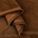 16 Wale Washed Corduroy Chestnut Brown Needlecord Cotton Woven Trouser Fabric Fold
