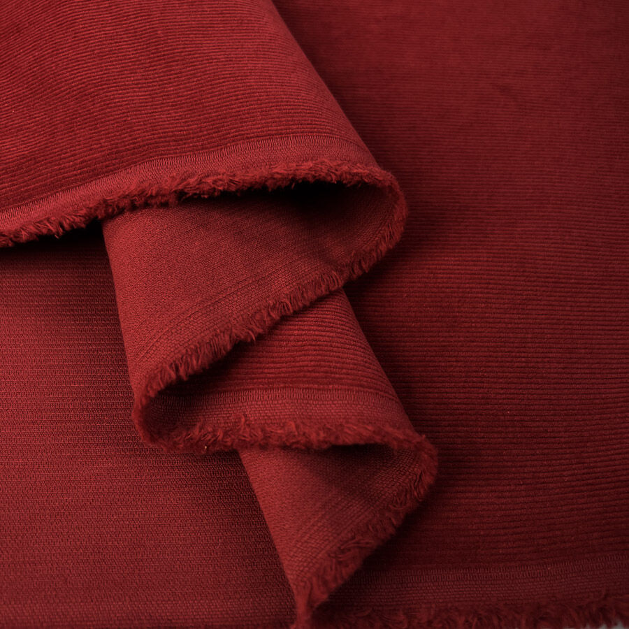 16 Wale Washed Corduroy Crimson Red Needlecord Cotton Woven Trouser Fabric Fold