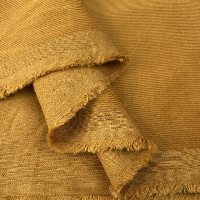16 Wale Washed Corduroy Mustard Yellow Needlecord Cotton Woven Trouser Fabric Fold