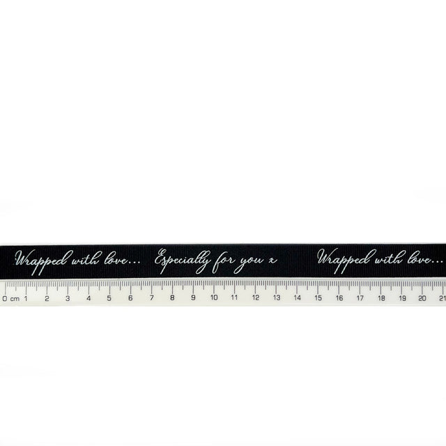 16mm Wrapped With Love Craft Sewing Ribbon Black Ruler