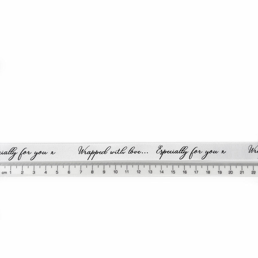 16mm Wrapped With Love Craft Sewing Ribbon White Ruler