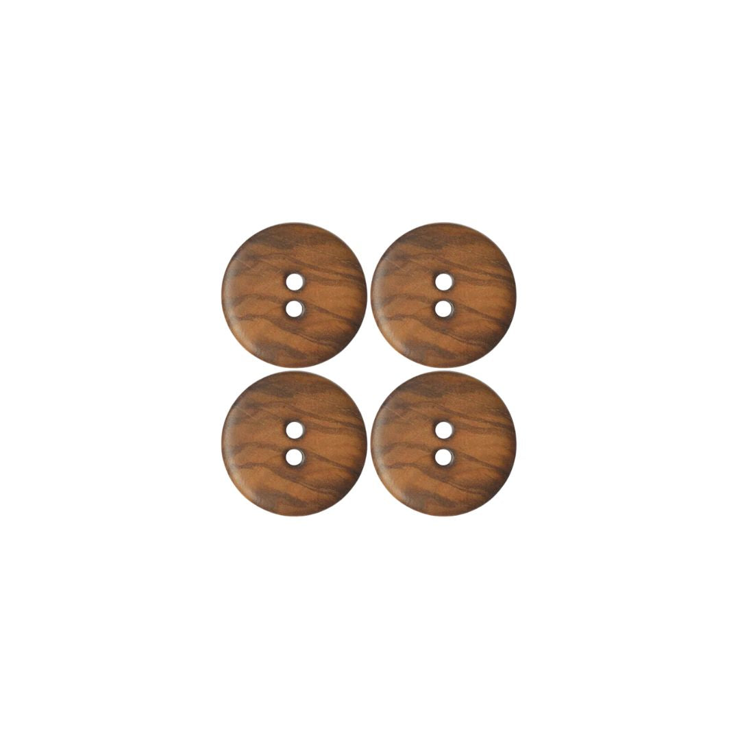 2 Hole Burnt Wooden Sew In Buttons  4 Pack