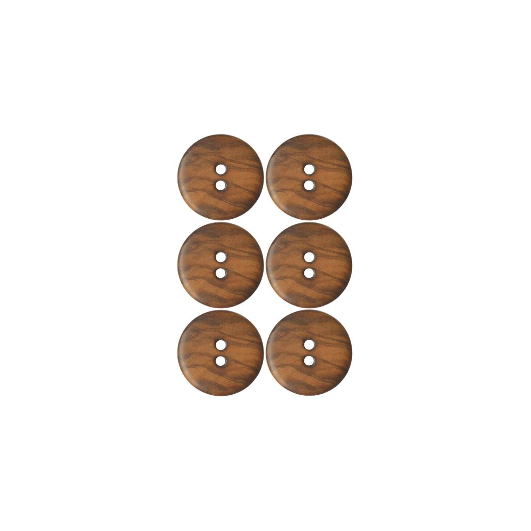 2 Hole Burnt Wooden Sew In Buttons  6 Pack