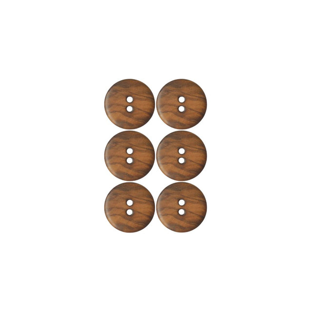 2 Hole Burnt Wooden Sew In Buttons  6 Pack