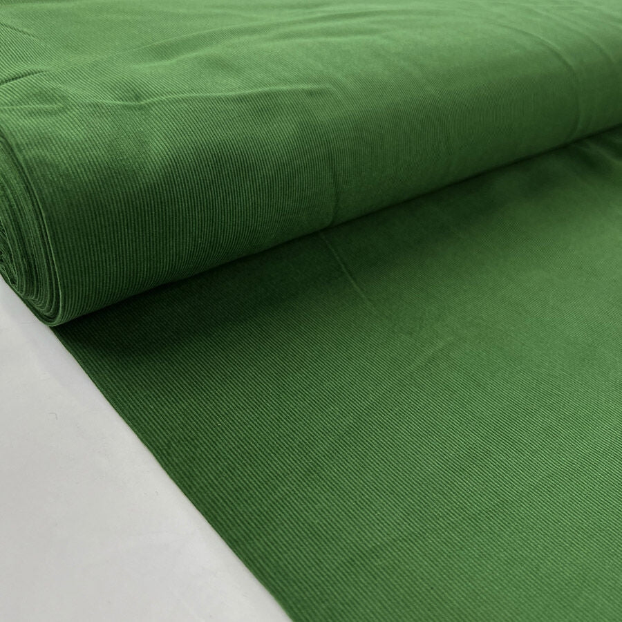 21 Wale Needlecord Emerald Green Cotton Corduroy Woven Shirting Fabric Bolt