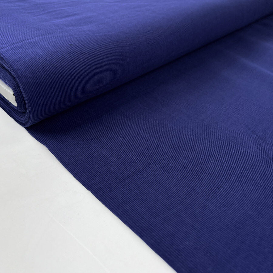 21 Wale Needlecord Marine Blue Cotton Corduroy Woven Shirting Fabric Bolt