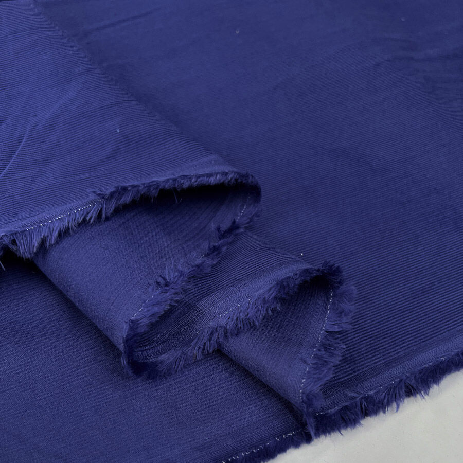 21 Wale Needlecord Marine Blue Cotton Corduroy Woven Shirting Fabric Fold