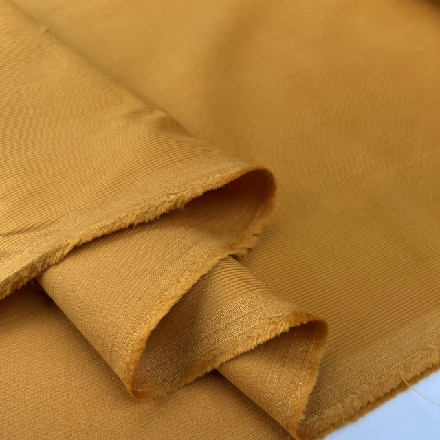 21 wale needlecord ochre yellow cotton corduroy woven shirting fabric fold