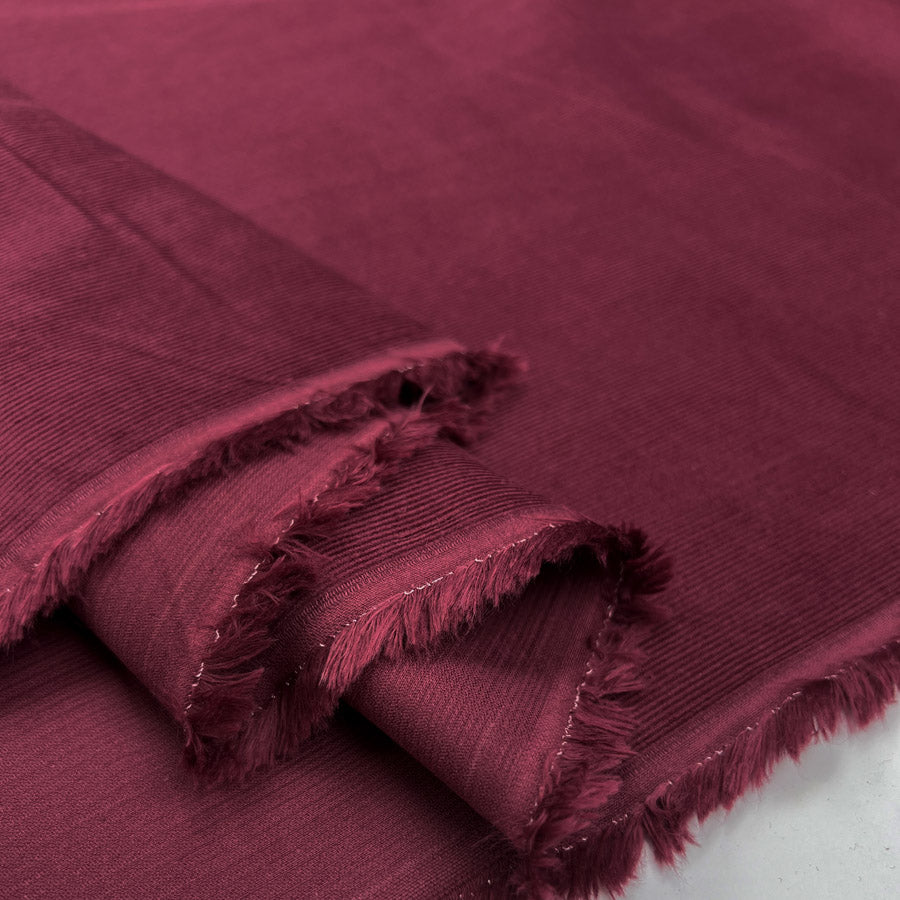 21 wale needlecord wine damson cotton corduroy woven shirting fabric fold