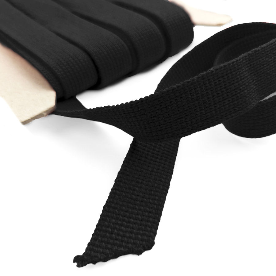 25mm Wide Cotton Acrylic Webbing Black