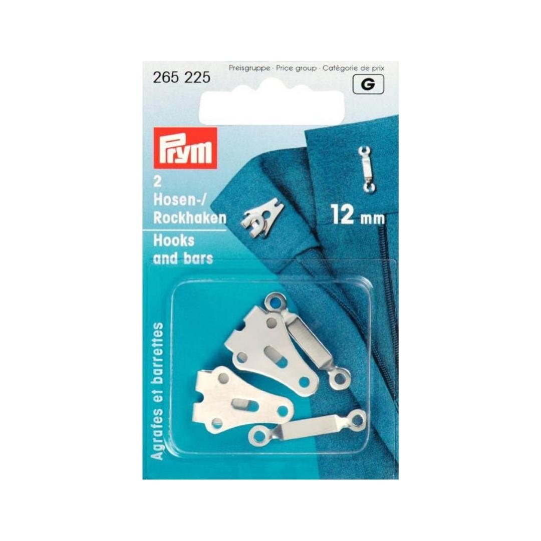 265225 Prym 12mm Trouser And Skirt Hooks Bars Silver