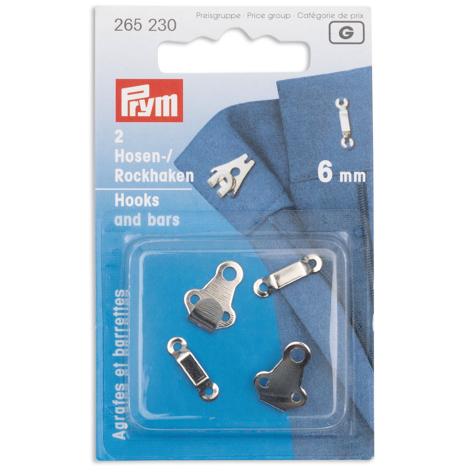 265230 Prym 6mm Trouser And Skirt Hooks And Bars Silver